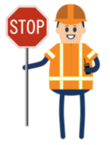 flagger icon holding stop sign