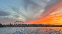 View from a boat of the Yaquina Bay Bridge Newport, Oregon