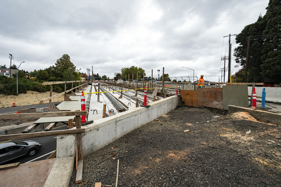 New concrete box beams at the Hall Boulevard overpass in Beaverton