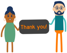 people holding a thank you sign icon
