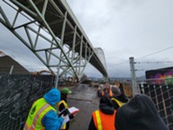 ODOT crews at the east end of the Fremont Bridge discussing project design.