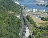 An aerial view of US 30 with some new pavement