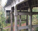 The support columns underneath NW Bridge Avenue, northwest of the St. Johns Bridge.