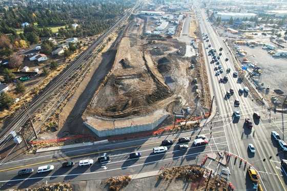 An aerial view of U.S. 97 and Cooley Road where a new section of U.S. 97 is being built. 