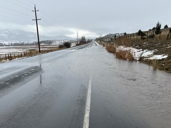 Flooding on U.S. 26, milepost 173 in Grant County