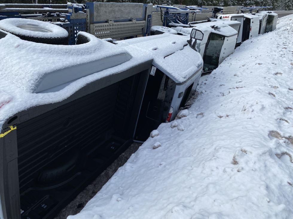 A car-hauler semi-truck rolled over on it's side on U.S. 26. 