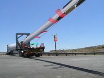 Over-dimension truck navigates the road