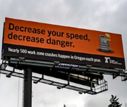 Billboard with work zone safety message