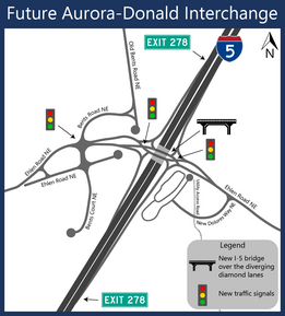 I-5 Aurora-Donald interchange graphic