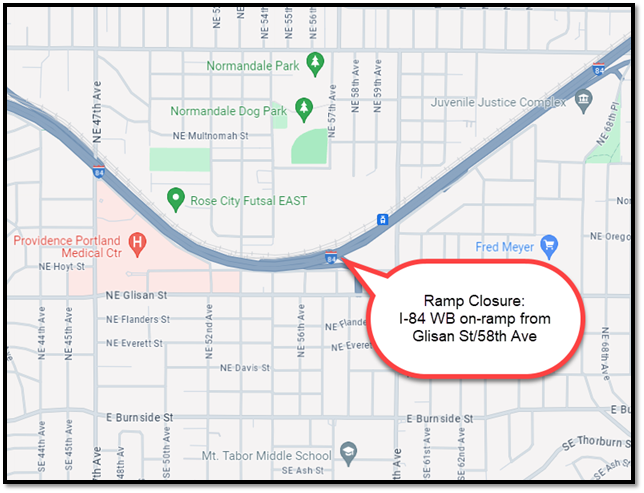 I-84 WB on-ramp from Glissan 
