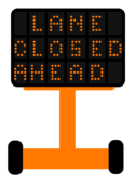 portable message board icon saying lane closed ahead