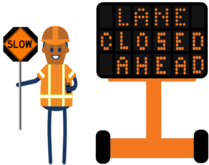 lane closed ahead icon