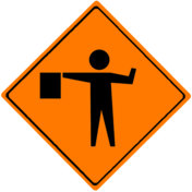 Flagger sign.