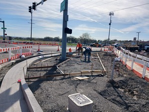 Curb ramp construction at Yturri Beltline and Verde Avenue in Ontario.