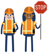 construction worker icon with stop sign