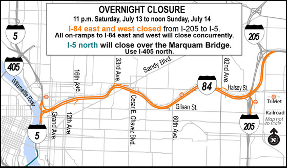 I-84 Sullivan's Gulch closure - updated with I-5 NB closure