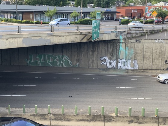 Examples of graffiti the combined operation will clean during the I-84 Sullivan's Gulch closure