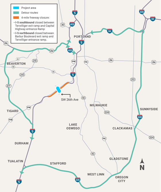 I-5 Regional Detour Map