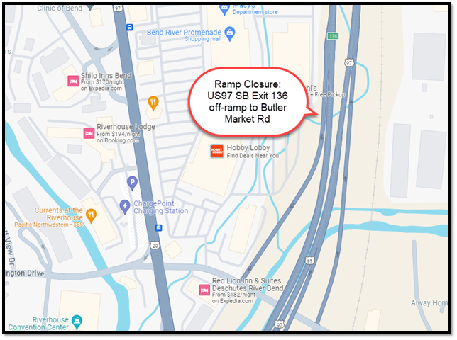 US97 SB Exit 136 off-ramp to Butler Market Rd