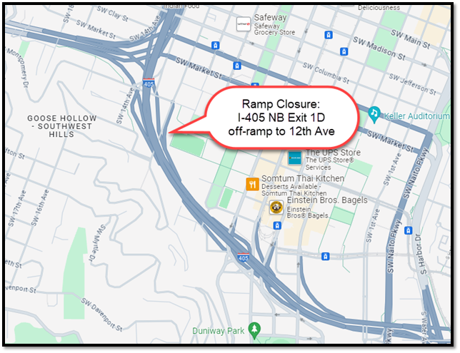 I-405 NB Exit 1D off-ramp to 12th Ave