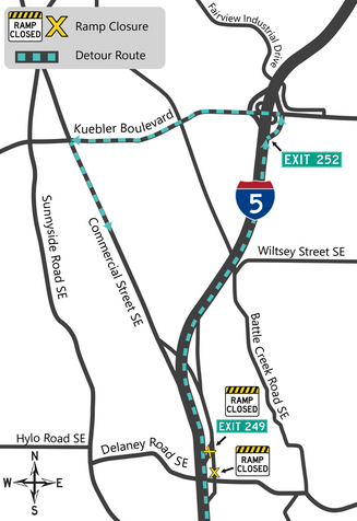 closure and detour map