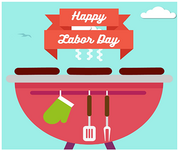 Happy Labor Day. Grill image with grilling tools.