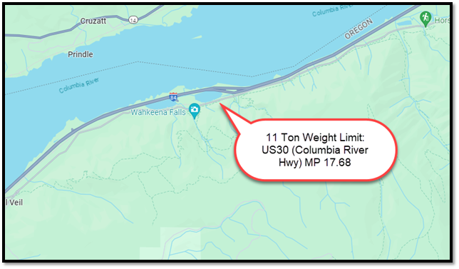 US30 Columbia River Hwy 11 Ton Weight Limit