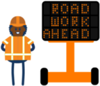 road work ahead message sign