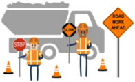 Construction workers with truck icon