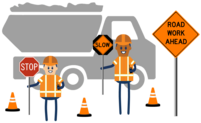 Construction workers with truck icon