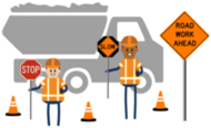 Construction workers with truck icon