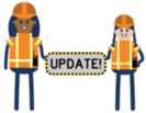Workers with update sign icon