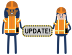 construction workers holding update sign icon