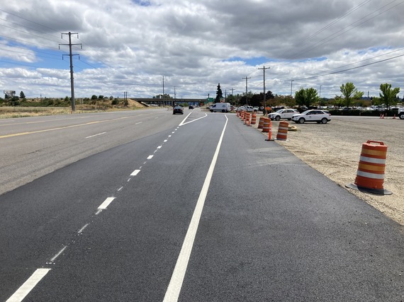 Photo of fresh striping and paving on Theona Drive