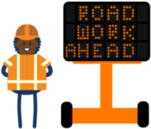 icon of worker with vms sign