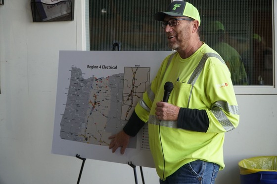 ODOT electrical crew supervisor shows a map of the assets his team maintains, including every traffic signal in central Oregon.