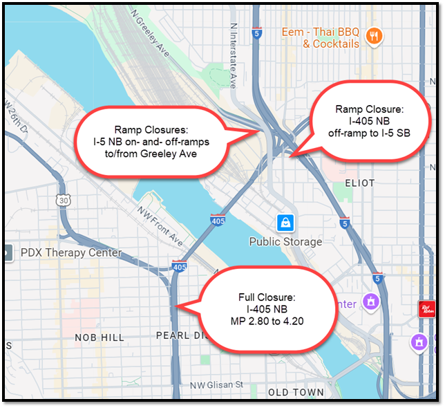 I-5 & I-405 Full & Ramp closures for bridge inspections