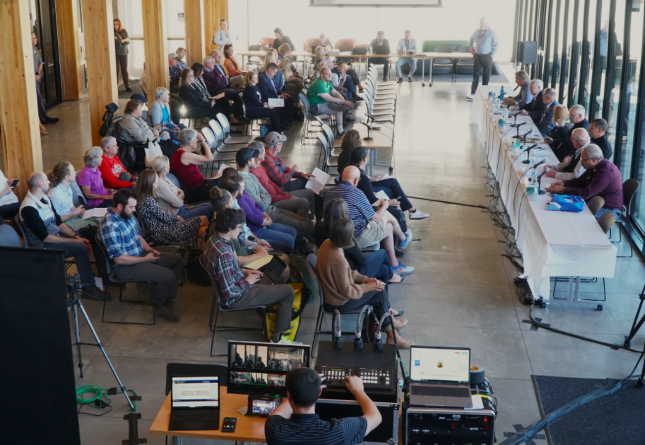 A crowd gathers at OSU for the open house. 