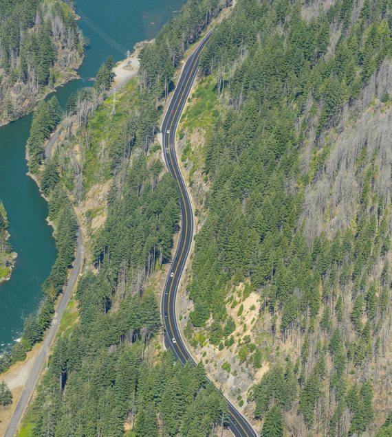 Aerial photo of paving on OR 22