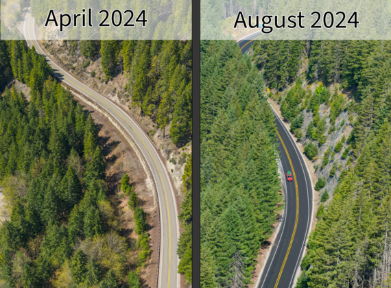before and after photo of OR 22 roadwork