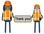 construction workers with thank you sign icon