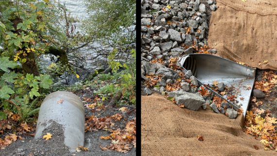 Image of two photos showing completed culverts along OR 58