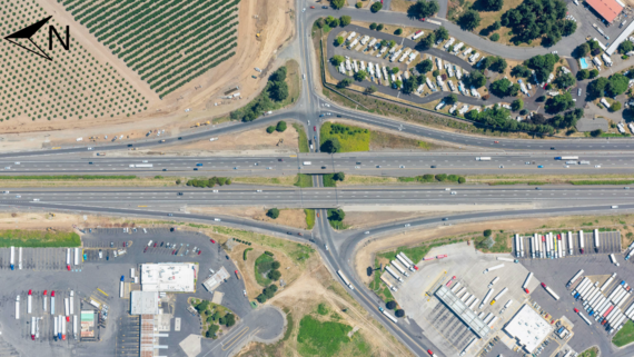 Aerial photo of the Aurora-Donald exit and project area.