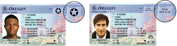 Oregon REAL and Not for REAL ID