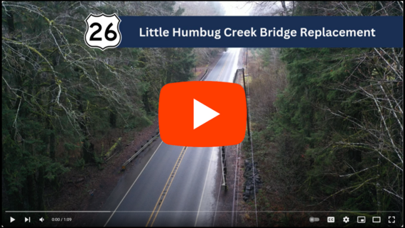 Image of YouTube screen of Little Humbug Creek Bridge replacement project video update