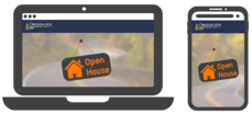 Cellphone and laptop with ONLINE OPEN HOUSE on screen