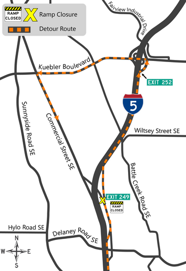 ramp closure and detour map