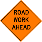 Icon of sign that says ROAD WORK AHEAD
