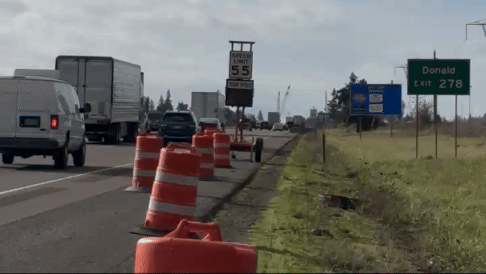 speed feedback sign showing drivers traveling faster than the posted speed of 55 mph 