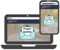 Icon of laptop and cellphone with words PROJECT UPDATES on their screens
